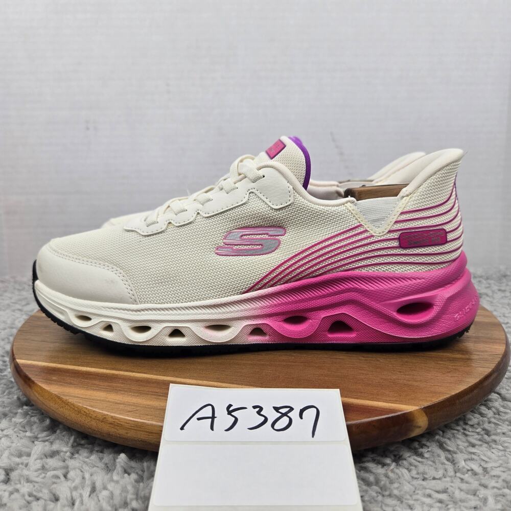 Skechers Womens 10 Glide Lite Swift Fit White Pink Casual Daily Comfort Sneaker